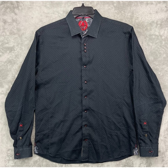 Au Noir Limited Edition Mens Shirt Size 5 XL Polka Dot Black Paisley Flip Cuffs - Picture 1 of 12